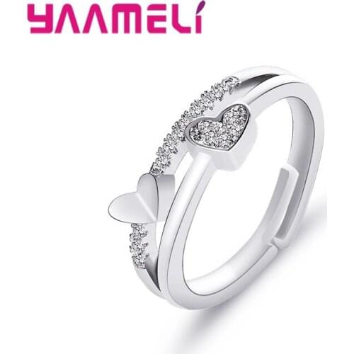 Elegant Heart Rings for Women 925 Sterling Silver Wedding Engagement Bridal Jewelry Cubic Zirconia Ring Accessories