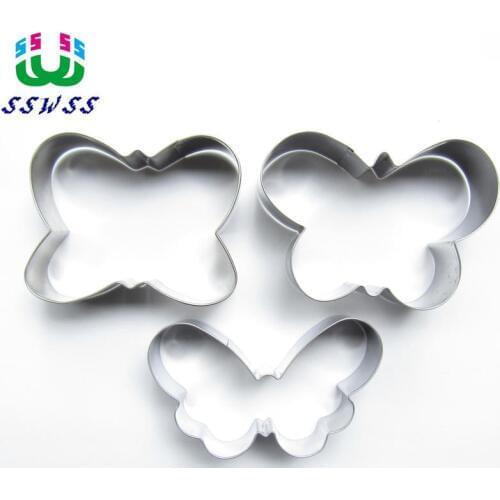 Three Big Butterfly Shape Cake Cookie Biscuit Baking Molds,Insect Cake Decorating Fondant Cutters Tools,Direct Selling