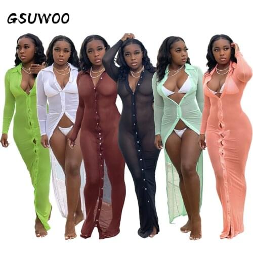 Модные платья-рубашки GSUWOO China At AliExpress