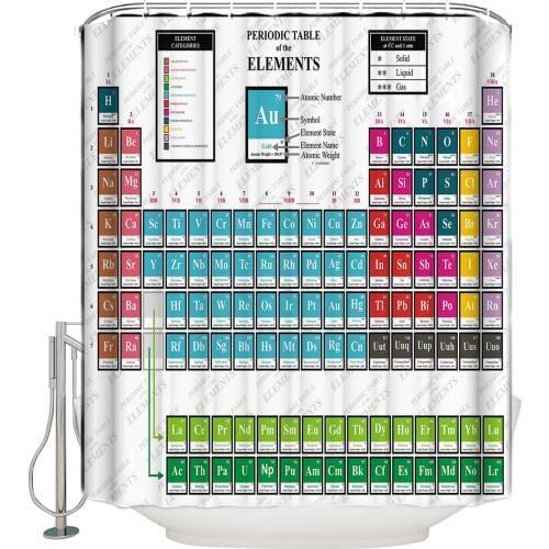Chemistry Decorative Fabric Shower Curtain Periodic Table of Elements Bathroom Curtain Polyester Bathroom Decor Best Sale
