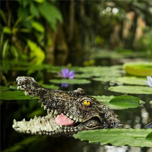 Resin Crocodile Head Simulation Shape Sculpture Craft Floating Animal Decoration