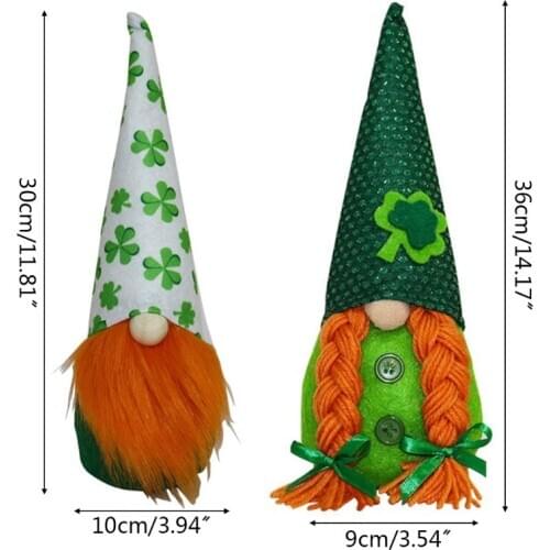 Irish Festiva Day Gnome Leprechaun Shamrock Handmade Swedish Tomte Plush Doll N58A
