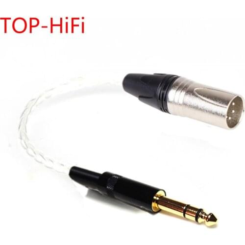 TOP-HiFi 7n Silver Plated 6.35mm TRS 3pin Male to 4pin XLR Balanced Male Audio Adapter Cable 1/4 6.35 to XLR Connector