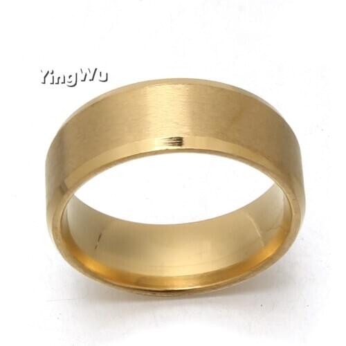Yingwu 8MM Titanium Steel Gold Classic Ring Women Men Wedding Bands Rings Jewelry 20pcs Drop shipping