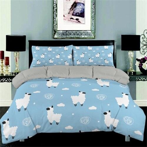 3D Printing Colorful Alpaca Bedding Set Queen King Size Lovely Duvet Cover Cactus Bed Set Bedclothes 2/3pcs Bedspread for Kids