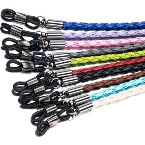 Leather Rope Sunglasses Chain PU Leather Twist Eyewear Braid Cord Strap Outdoor Sports Non-Slip Necklace Eyewear Accessories