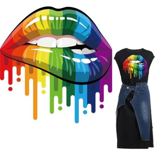 Colorful Fashion Sexy Lip Patches Thermal Stickers on Clothes Iron-on Transfers for Clothing Thermoadhesive Patch Diy Applique