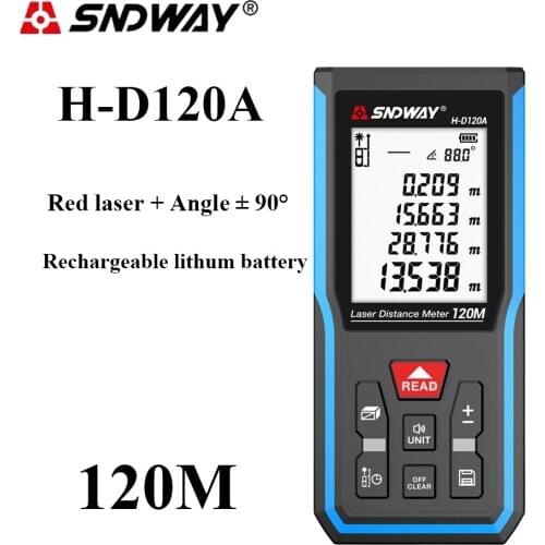 SNDWAY Laser Distance Meter 40M-120M Rangefinder Trena Laser Tape Range Finder Build Measure Device Digital Ruler Test Tool