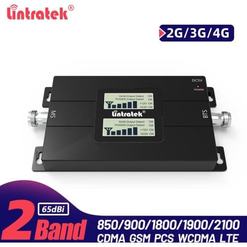 Lintratek 2G 4G Dual Band Signal Booster CDMA 850 PCS 1900 GSM WCDMA 1800 2100 Mobile Phone Repeater Band 2 Cellular Amplifier