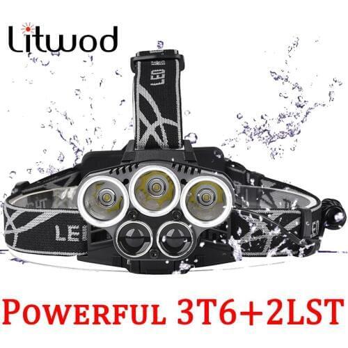 Litwod Z202309A power Led Head Lamp 10000lm 3T6+2LST Alu-alloy Body Headlamp Headlight 6 Mode Head Light Torch waterproof