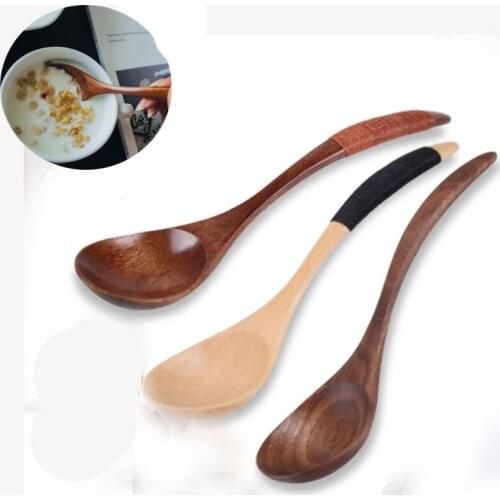 Long Handle Soup Teaspoon Bamboo Spoon Catering For Kicthen Japanese Style Wooden Spoon Kitchen Cooking Utensil Tools