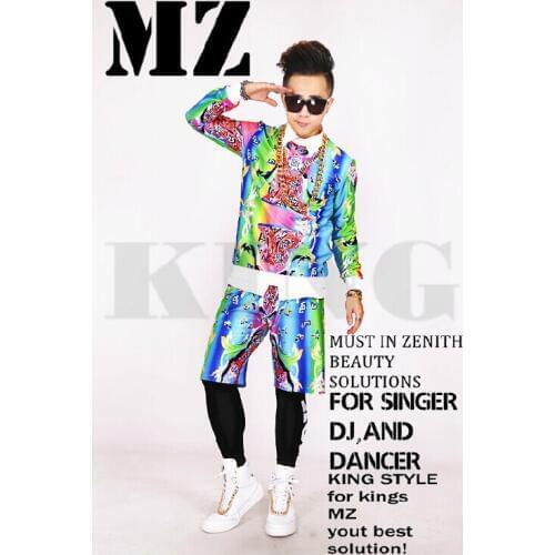 Can Be Costomized ! Mens New Singer Male Guests Nightclub Dj Chi Long Gd Right Color Shorts Costumes Plus Size Clothing