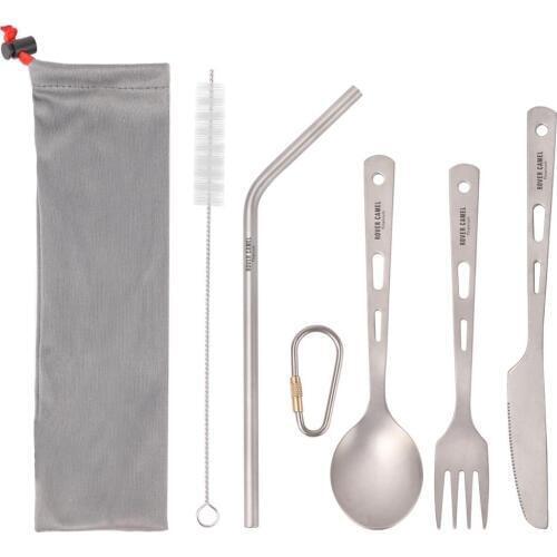 3 Piece Cutlery Set Titanium Outdoor Camping Hiking Picnic Spoon Knife Flatware Fork for Camping Tableware Equipment