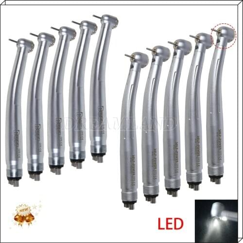 NSK Style Standard Head Dental LED/None-LED High Speed Handpiece Turbine Push Button 4Holes Single Water Spray