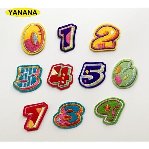 Number Embroidery Patches for T shirt Iron on Stripes Appliques Clothes Stickers Clothing Badges DIY clothing