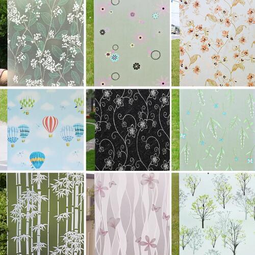 60cm*200cm Stained Opaque Embossed Frosted decorative Flower Window Films Vinyl Self adhesive Privacy Glass Window Stickers