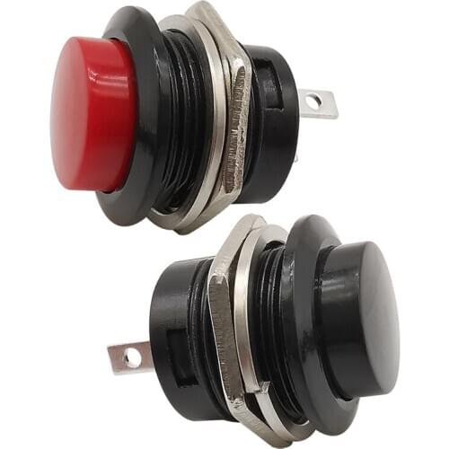 1/2/5Pcs R13-507 16MM Self Return Momentary Push Button Switch AC 6A/125V 3A/250V Red Black Round Cap Push Button Switch R13-507