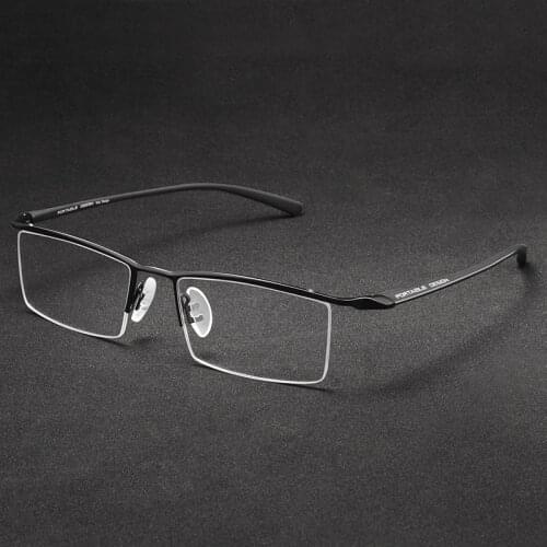 KatKani Men Business Half Frame Casual Glasses Frame Ultra Light Titanium Alloy Myopia Prescription Optical Glasses Frame P8190