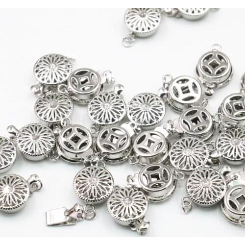 Wholesale 15PCS Snap Hooks Clasps Button Accessories for Jewelry Making DIY Necklace Bracelet Machining Silver-Color Parts A342