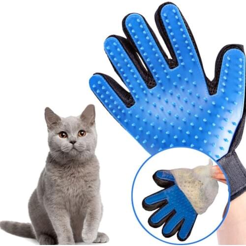 Pet Dog Cat Grooming Gloves Hair Remover Brush Deshedding Cleaner Massage Silicone Glove Cleaning Supplies Carding for Dogs Cats