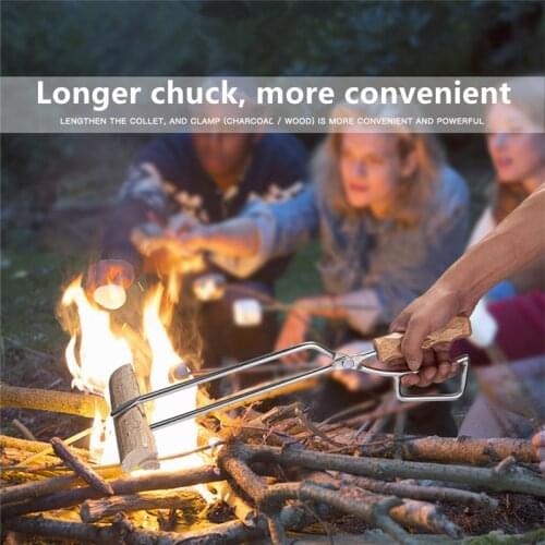Portable Outdoor Stainless Steel Fire Tongs BBQ Stove Burning Table With Carbon Extended Charcoal Clip Camping Duckbill Tongs