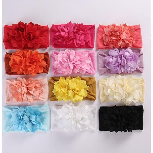 Baby Girl Headbands 3D Flower Kids Toddler Bow Hairband Headband Big Floral Elastic Hair Bands Head Wrap Baby Hair Accessories
