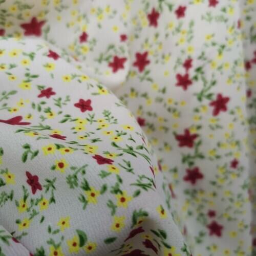 Holiday Chiffon Fabric White Flower Summer Material Dropping DIY Craft Cosplay Material 1 Yard