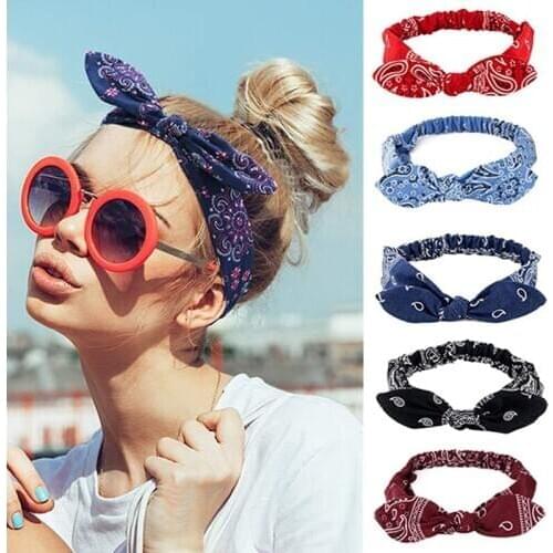 Women Bohemia Hair Bands Print Headbands Retro Hair Accessories Cross Turban Bandage Bandanas Hairband Headwrap Summer Headwear