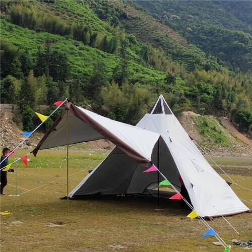 4 5 6 Person Family Teepee UV Party Camping Glamming Yurt Tent Outdoor Cotton Waterproof Pyramid Shelter Beach Relief Tent