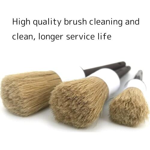 Car Exterior Interior Detail Bruch Boar Hair Bristles Brush for Car Cleaning Auto Detail Tools Dashboard Cleaning Brush