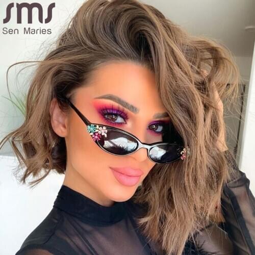 Vintage Flower Cat Eye Sunglasses Women Retro Small Punk Sun Glasses Men Punk Eyeglasses Shades Oculos Unisex Eyewear UV400