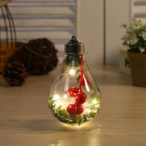 LED Transparent Christmas Ornament Christmas Tree Decoration Pendant Plastic Bulb Ball Christmas Ball Ornaments Holiday Lighting