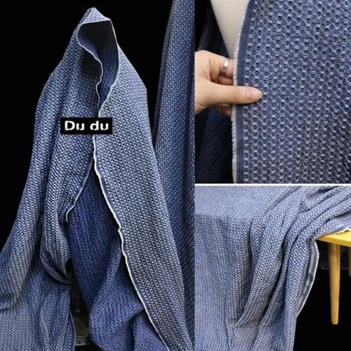 45*160CM Cellular Texture Clothing Fabric Water washing Cowboy Cloth Jacquard Coat Fabric DIY