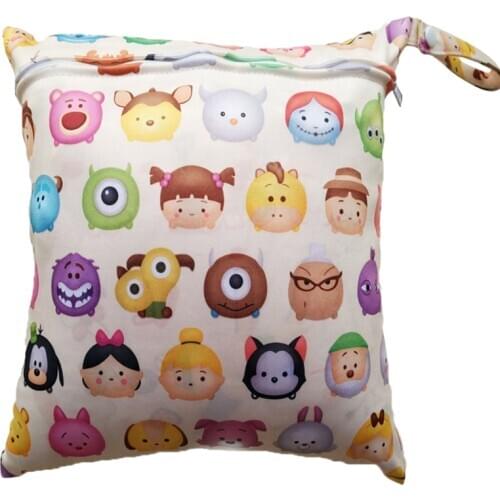 Waterproof Wet Cloth Diaper Backpack Baby Diaper Bags Printed Double Zippered Wet/Dry Bag Reusable Diaper Cover Wet Bag