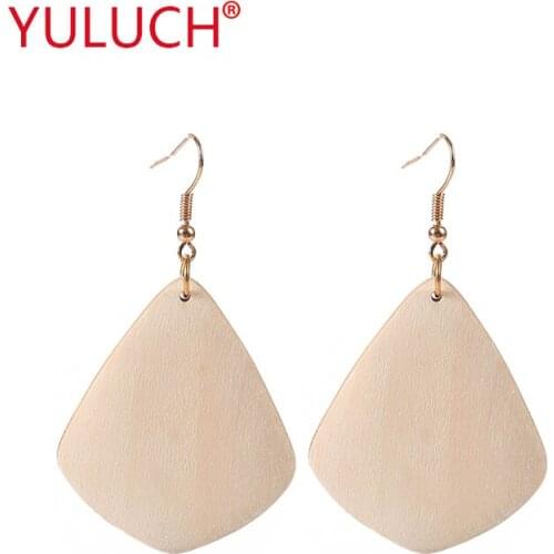 YULUCH 2018 Natural ethnic wooden earrings geometric shape retro fashion woman jewelry earrings party popular gifts