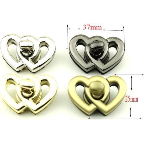 37x25mm gold silver heart twist turn snap purse lock