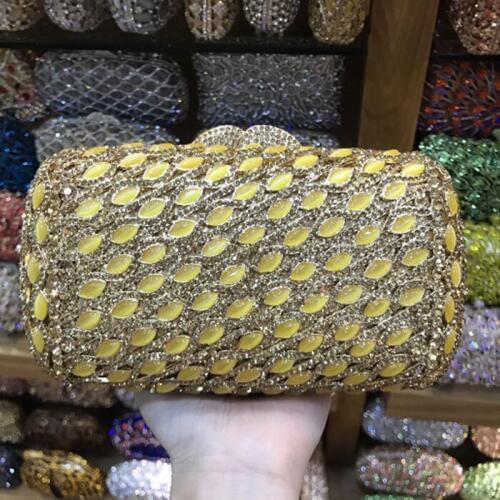 Hollow Out Metal Flower Appliques gold silver Women Crystal Purse Evening Bags Clutches Handbag Wedding Party Clutch Bridal Bag