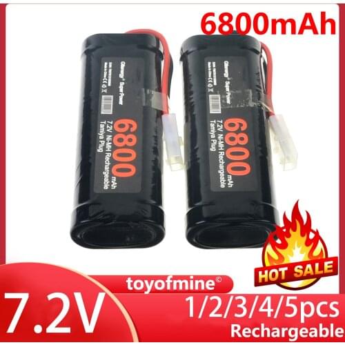 1-5pcs 7.2V 6800mAH Ni-MH Rechargeable Battery Pack Toy Vehicle/Boat/Air Plane