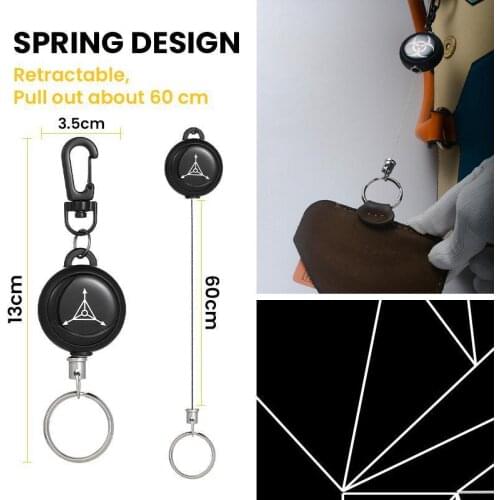 60CM Elastic Wire Rope Camping Telescopic Burglar Chain Key Holder Tactical Keychain Outdoor Key Ring Return Retractable Key Cha
