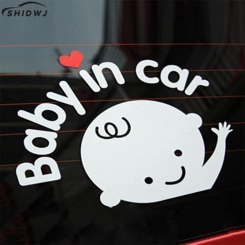 1PC Reflective Styling Baby In Car Warning Stickers Cute Cartoon Car Boys Girls Stickers Decal