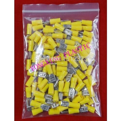 100piece/lot pre-insulating crimp terminal block 50PCS male MDD5-250+50PCS ffemale FDD5-250 12-10AWG