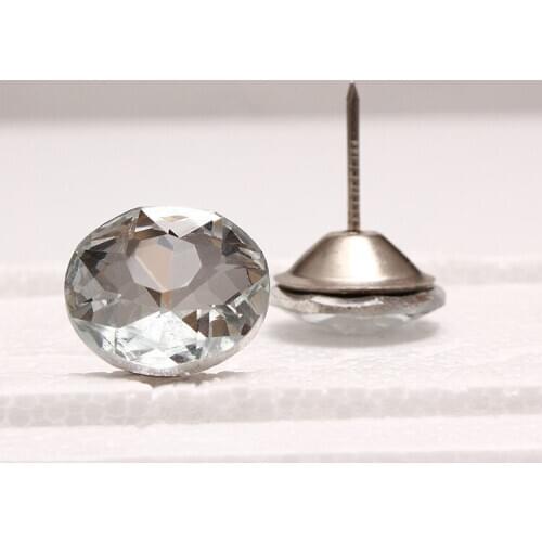 1000pcs/lot) 20mm Fabric Sofa Decoration Diamond Flat Top Clear Glass Nail Button