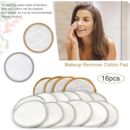 16PCS Makeup Remover Pads Reusable Cotton Pads Make Up Facial Remover Bamboo Fiber Facial Skin Care Nursing Pads Skin Cleaning