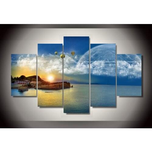 2017 Wall Art 5 Panel Unframed Dreams Of A Fantasy World 5 Pieces Group Painting Room Decor Print Poster Picture Canvas