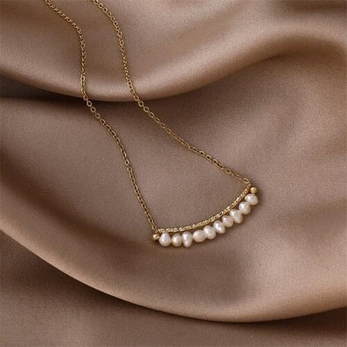 2021 New Japan Korean Irregular Freshwater Pearl Necklaces For Women Fashion Jewelry Simple Necklace Wholesale