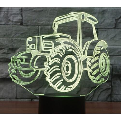3D LED Night Lights Tractor Car with 7 Colors Light for Home Decoration Lamp Amazing Visualization Optical Illusion Awesome