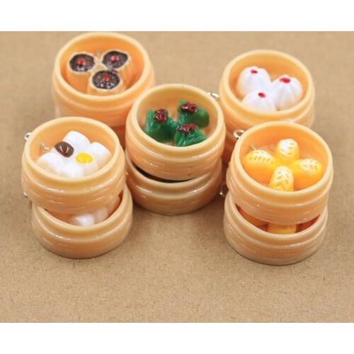 6pcs Charms Gourmet food Siu Mai steamed bread bun Pendant Crafts Making Findings Handmade Jewelry DIY for Earrings Necklace