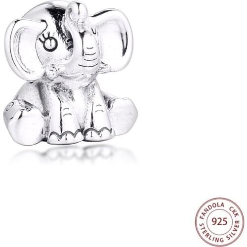 Authentic 925 Sterling Silver Cute Elephant Animal Charms Fits Original Bracelet Beads for Jewelry Making Bijoux Femme Kralen