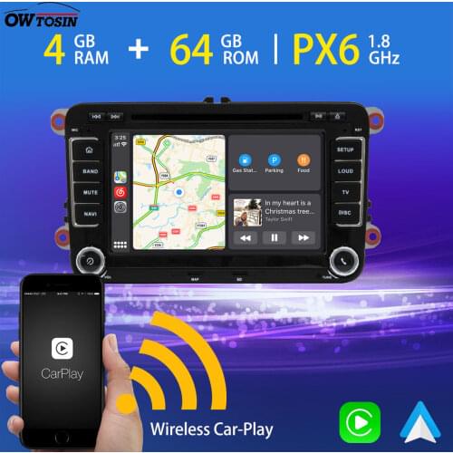 7" PX6 Android 10 4+64G Car Multimedia Player For VW Passat Caddy Polo Scirocco Tiguan T5 Skoda Fabia Octavia GPS Radio CarPlay