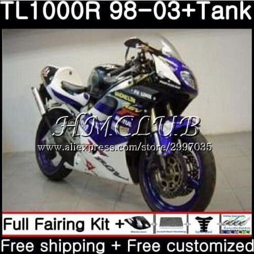 +Tank For SUZUKI TL1000R 1998 1999 2000 2001 2002 2003 38HC.14 Blue white TL1000 R TL 1000 R 1000R 98 99 00 01 02 03 Fairings